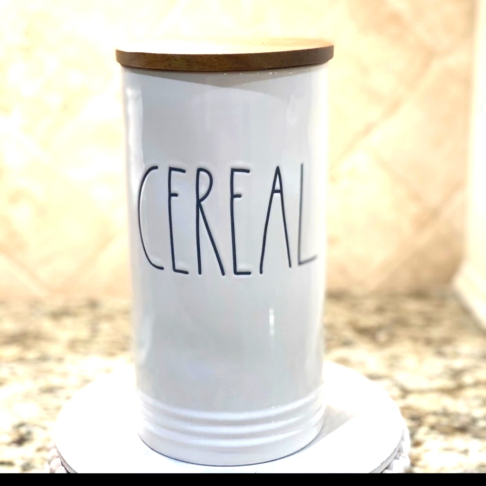 NEW Rae Dunn ‘CEREAL’ Cellar With Wood Lid